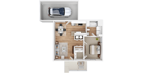 Floor plan for 1 bed, 1 bath, 700 sqft